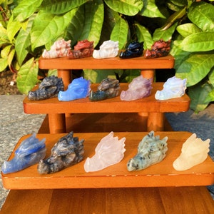 Hand Carved Crystal Dragon Head: Mini Statue, Home Decor, Crystal Gift