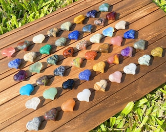 Crystal Puffy Heart Pocket Stone: Amethyst, Rose Quartz, Obsidian, Labradorite