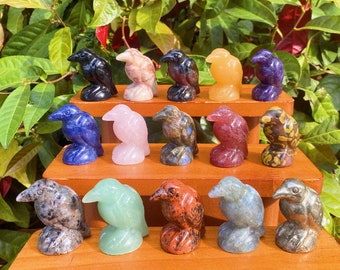 Hand Carved Crystal Bird Statue: Gemstone Quartz Home Decor (1.5 inch)