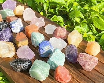 Beginners Raw Crystal Set，Most Popular Raw Crystals ，Natural Rough&Tumbled Crystal.Healing Crystal，Gifts