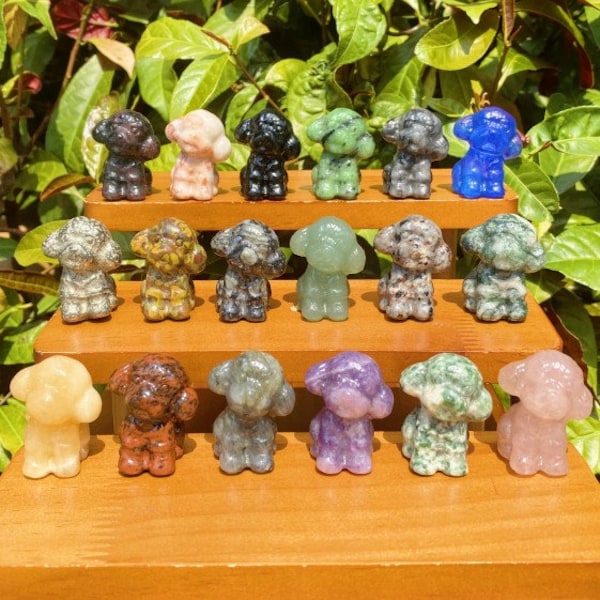 35mm Hand Carved Gemstone Teddy Dog,Carving Quartz Dog ,Crystal Dog,Crystal Animals, Healing Crystal, Home Decor, Crystal Gifts