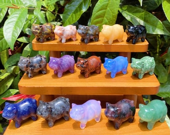 1.5inches Lovely Pig Statue,Hand Carved Gemstone Pig Figurines,Crystal Animal,Healing Crystals,Home Decoration,Crystal Gift,Wholesale