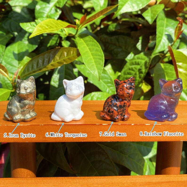 1.3inch Mini Crystal Cat Natural Gemstone Carved Cute Cat Etsy