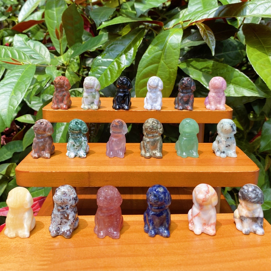 1.2inches Mini Crystal Dog Statue,hand Carved Crystal Quartz Dog