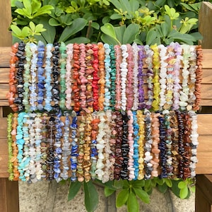 Natural Crystals Stretchy Chip Bracelets,Bracelet For Women,Healing Crystals Chip Bracelet,  Gemstone Bracelets,Energy crystal,For Her Gift。