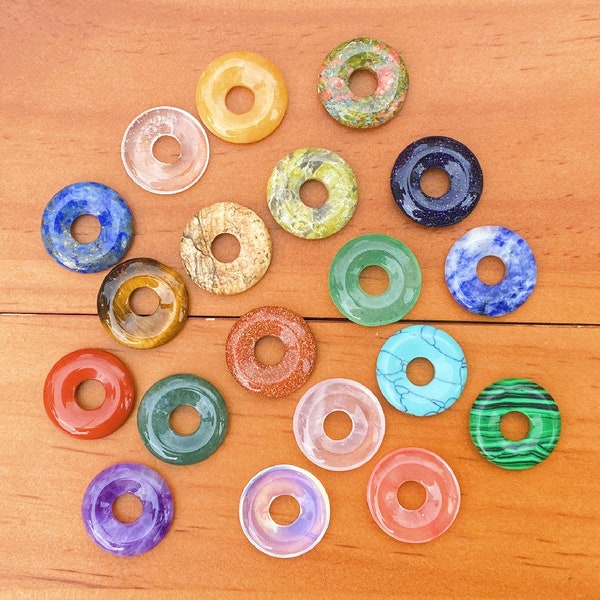 18mm Crystal Donut Pendant, Anxiety Relief Crystal，Healing crystal, Meditation crystal Rose Quartz/Amethyst Gem Gifts