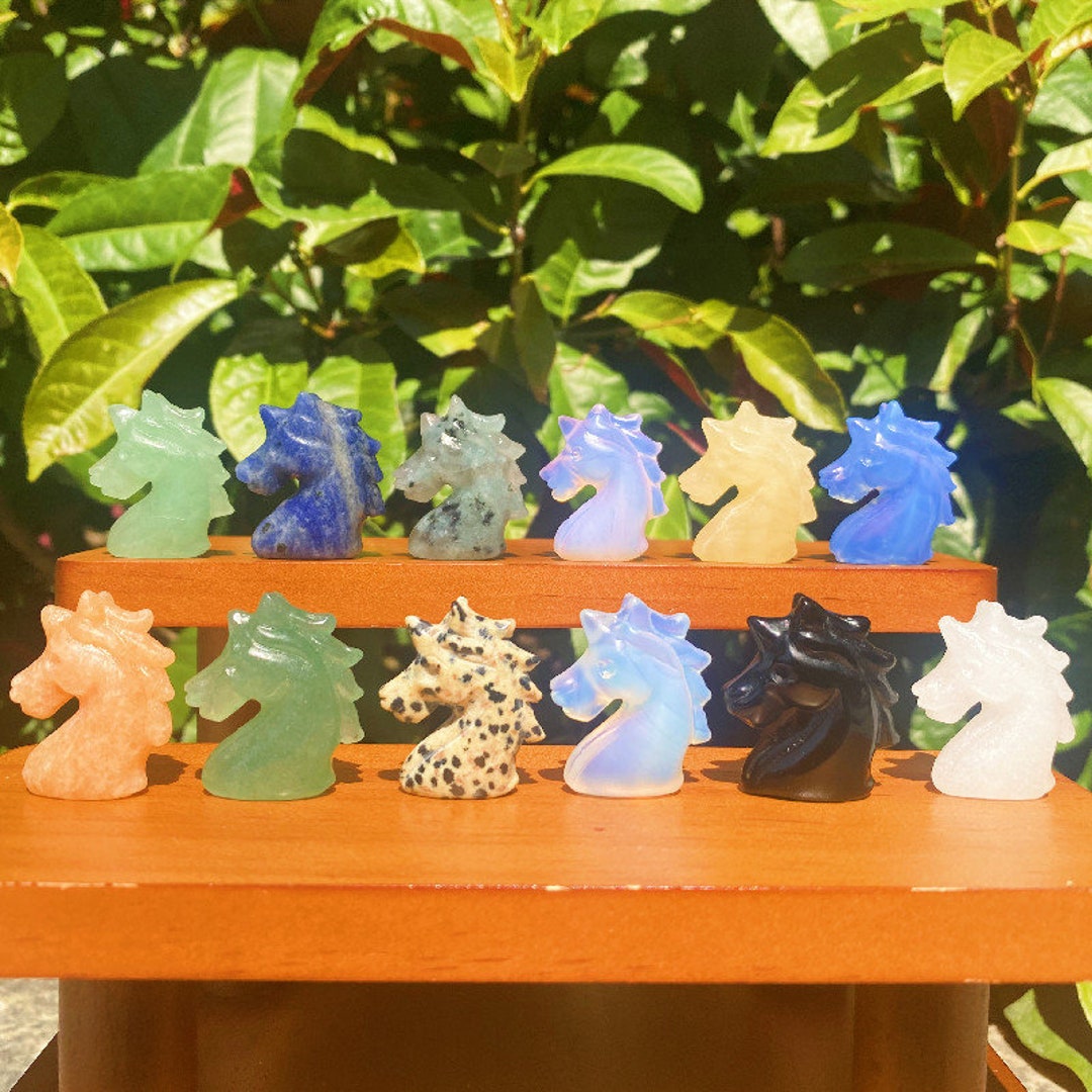 Mini Crystal Objects 1.2inch Natural Hand-carved Mini Crystal Unicorncarved Unicornunicorn ...