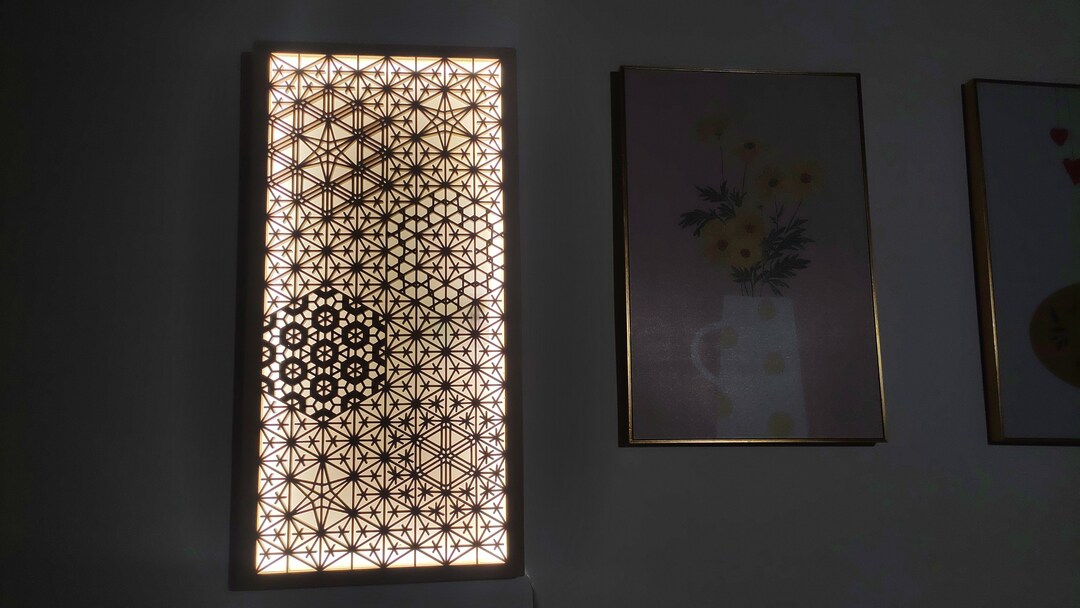 Kumiko Handmade Wall Hanging Lighting, Lighting Hanging Painting Etsy