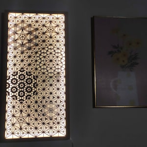 Kumiko Handmade Wall Hanging Lighting, Lighting Hanging Painting