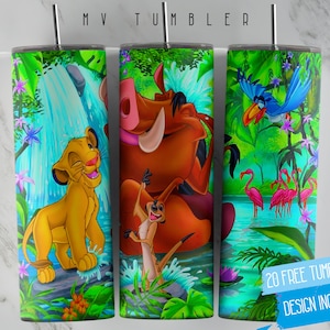 Lion King Tumbler Wrap, Colorful Lion King Sublimation Design 20 oz Skinny Tumbler, Lion King Tumbler PNG