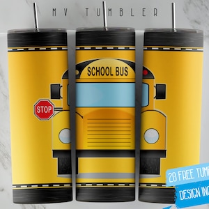 School Bus  Tumbler Wrap, Colorful School Bus  Sublimation Design 20 oz Skinny Tumbler, School Bus  Tumbler PNG