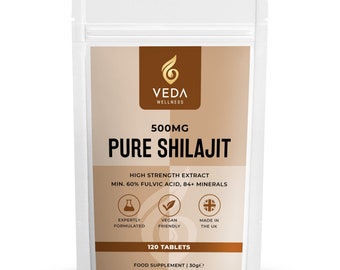 Pure Shilajit 120 Tablets - 60% Fulvic Acid, High Strength, Lab Tested, UK Made