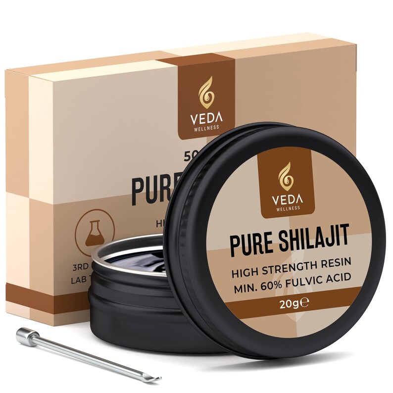Pure Shilajit Resin 20g-60% Fulvic Acid, High Strength, Lab Tested, Made in UK. 84 Minerals, Maximum Bioavailability, Vegan Friendly. zdjęcie 1