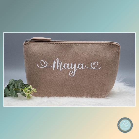 Personalisierte Kulturtasche 'SUPERMAMA' – Kosmetiktasche Aus Leinenartigem Stoff, 15 X 24 Cm, Mit Reißverschluss