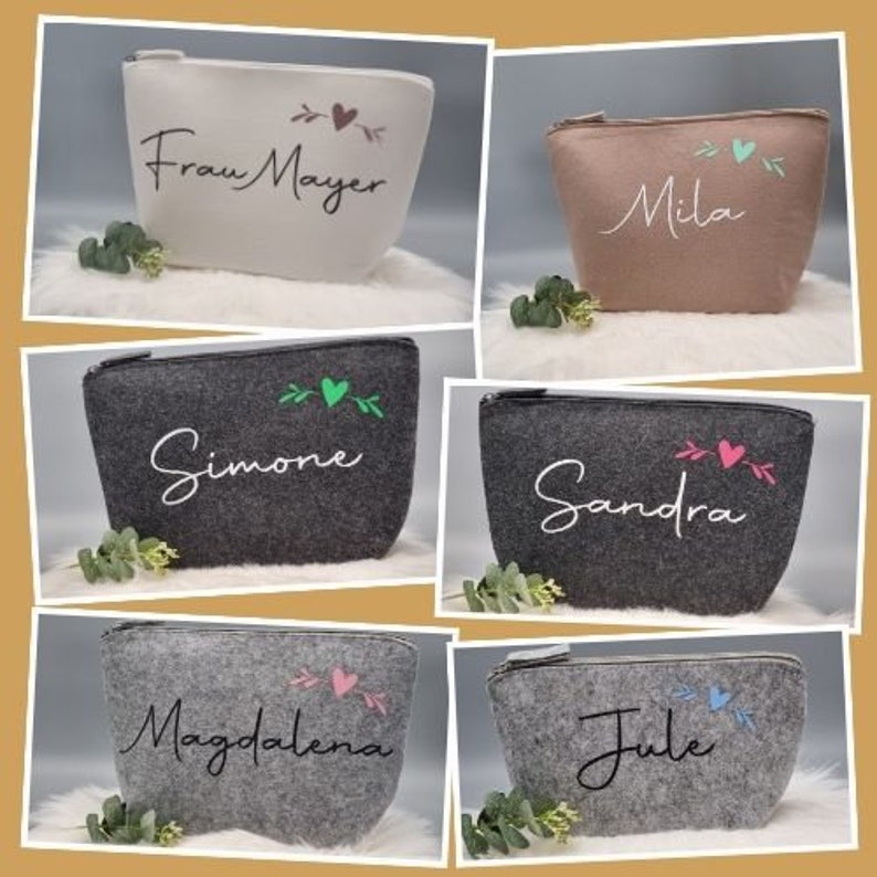 Cosmetic bag, make-up bag, toiletry bag personalized with heart, gift for boyfriend/girlfriend, birthday, Mother's Day, Valentine's Day image 3