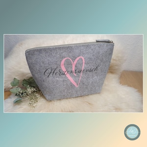 Kosmetiktasche, Schminktasche, Kulturtasche "Herzensmensch" Geschenk für Freund/Freundin, Geburtstag, Weihnachten