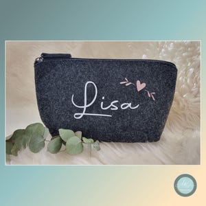 Personalisierte Kosmetiktasche, Schminktasche, Kulturtasche mit Herzchen, Geschenk für Freund/Freundin, Geburtstag, Muttertag, Valentinstag