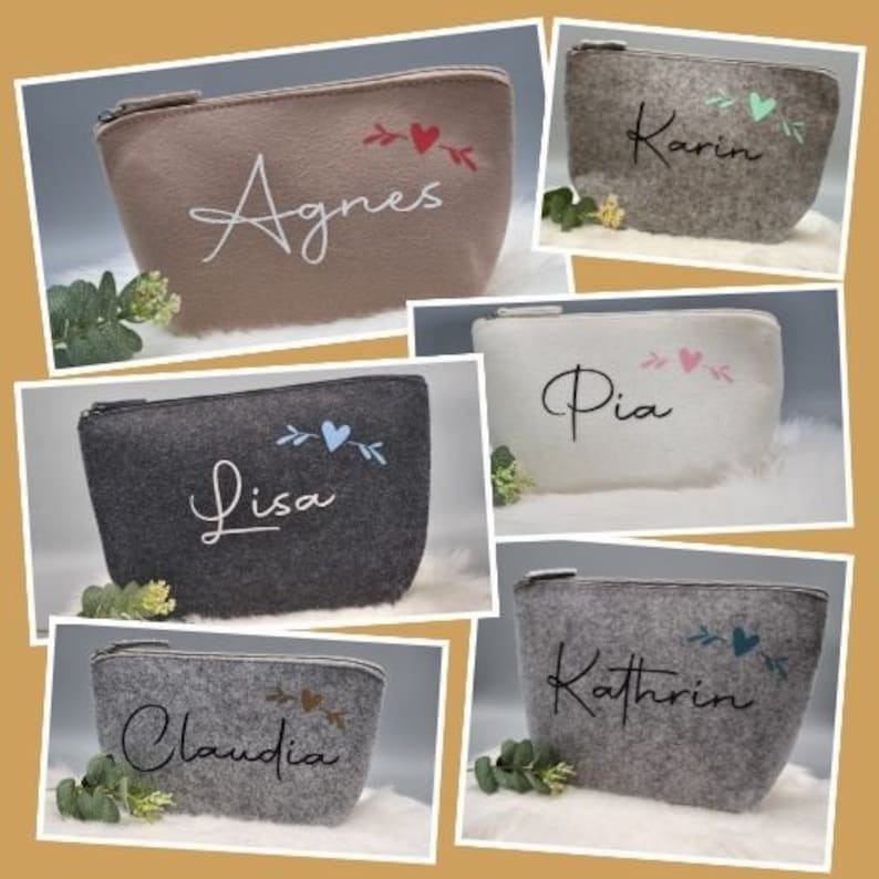 Cosmetic bag, make-up bag, toiletry bag personalized with heart, gift for boyfriend/girlfriend, birthday, Mother's Day, Valentine's Day image 2