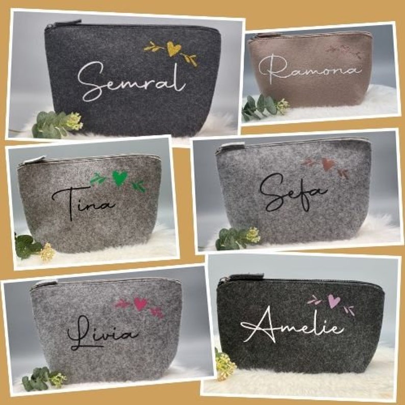 Cosmetic bag, make-up bag, toiletry bag personalized with heart, gift for boyfriend/girlfriend, birthday, Mother's Day, Valentine's Day image 4