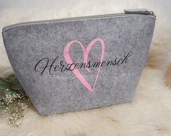 Kosmetiktasche, Schminktasche, Kulturtasche "Herzensmensch" Geschenk für Freund/Freundin, Geburtstag, Weihnachten