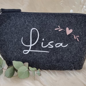 Cosmetic bag, make-up bag, toiletry bag personalized with heart, gift for boyfriend/girlfriend, birthday, Mother's Day, Valentine's Day image 1