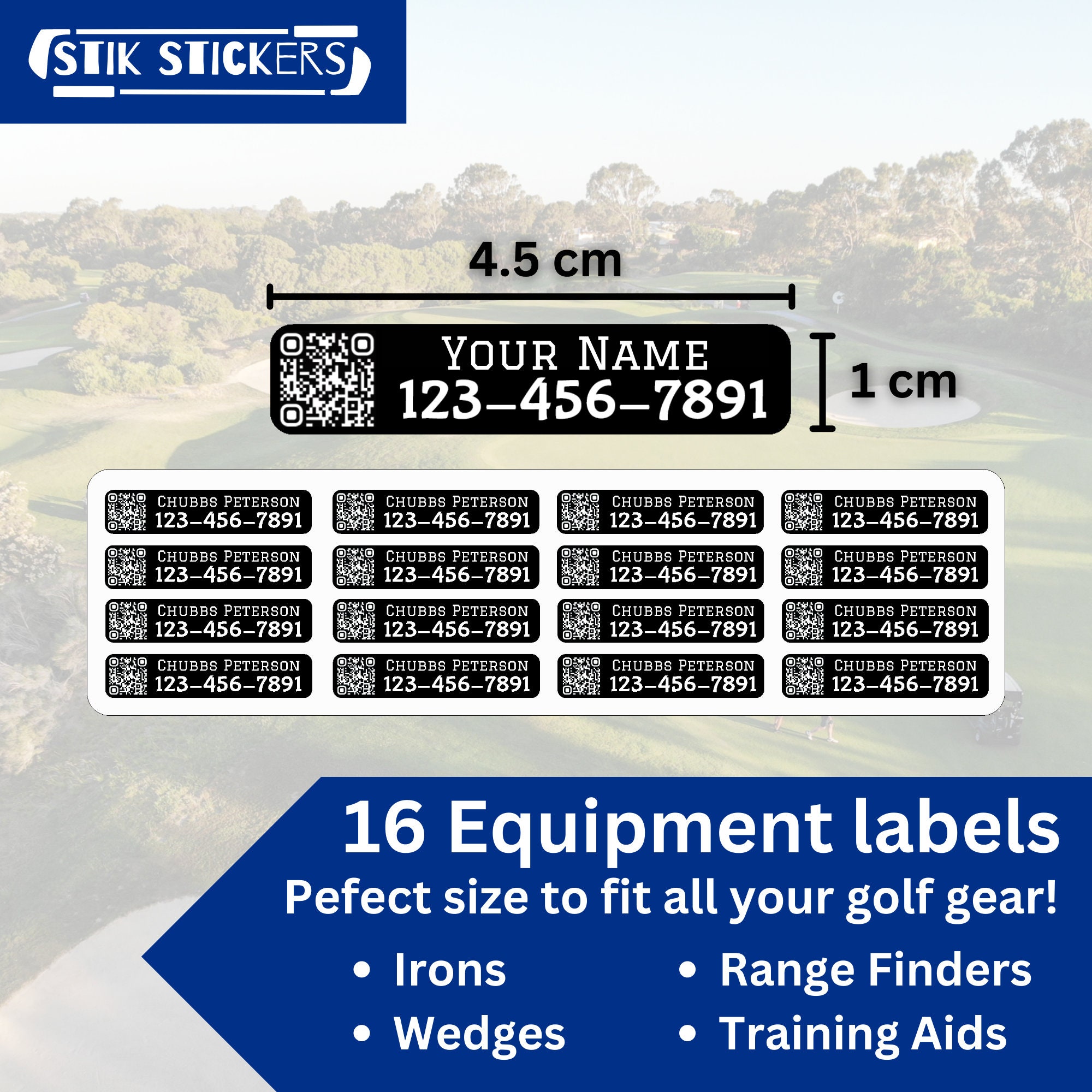 Golf Club Labels Set of 16 Personalised Vinyl Stickers Etsy