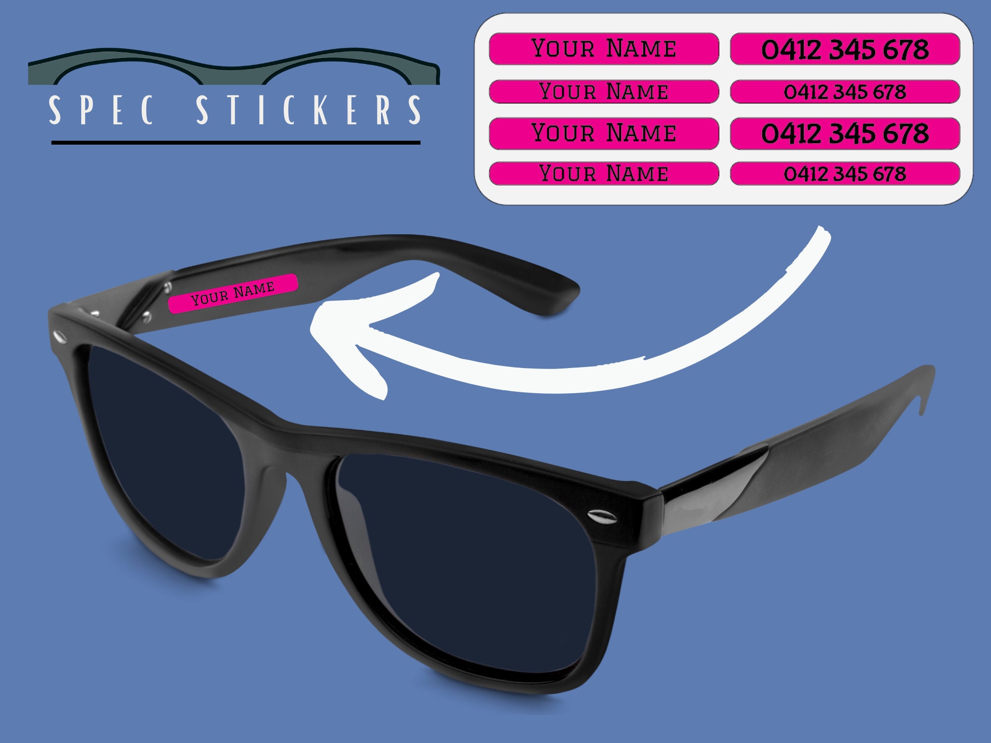 Spec Stickers Sunglass Labels Personalised Labels ID Etsy UK