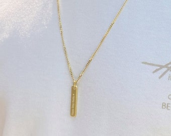 Personalized Mens Necklace - Vertical Bar Necklace - Gold Bar Necklace - Customized Men Necklace - Fathers Day Gift for him - Christmas Gift