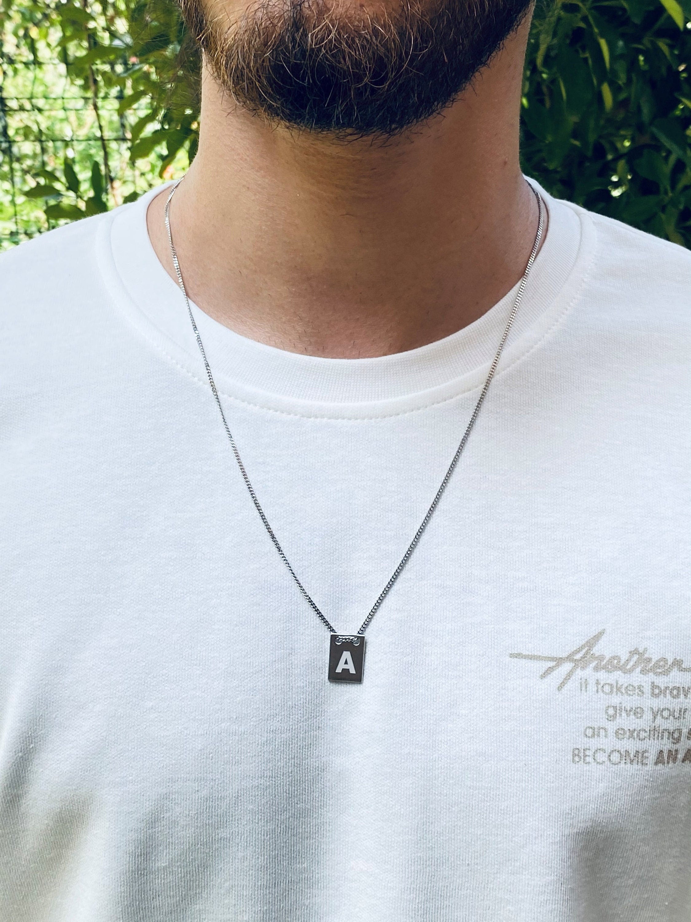 Textured Initial Necklace - MISHO - Mens