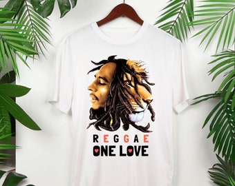 Reggae One Love Bob Marley Graphic T-Shirt, Jamaica Style Music Tee