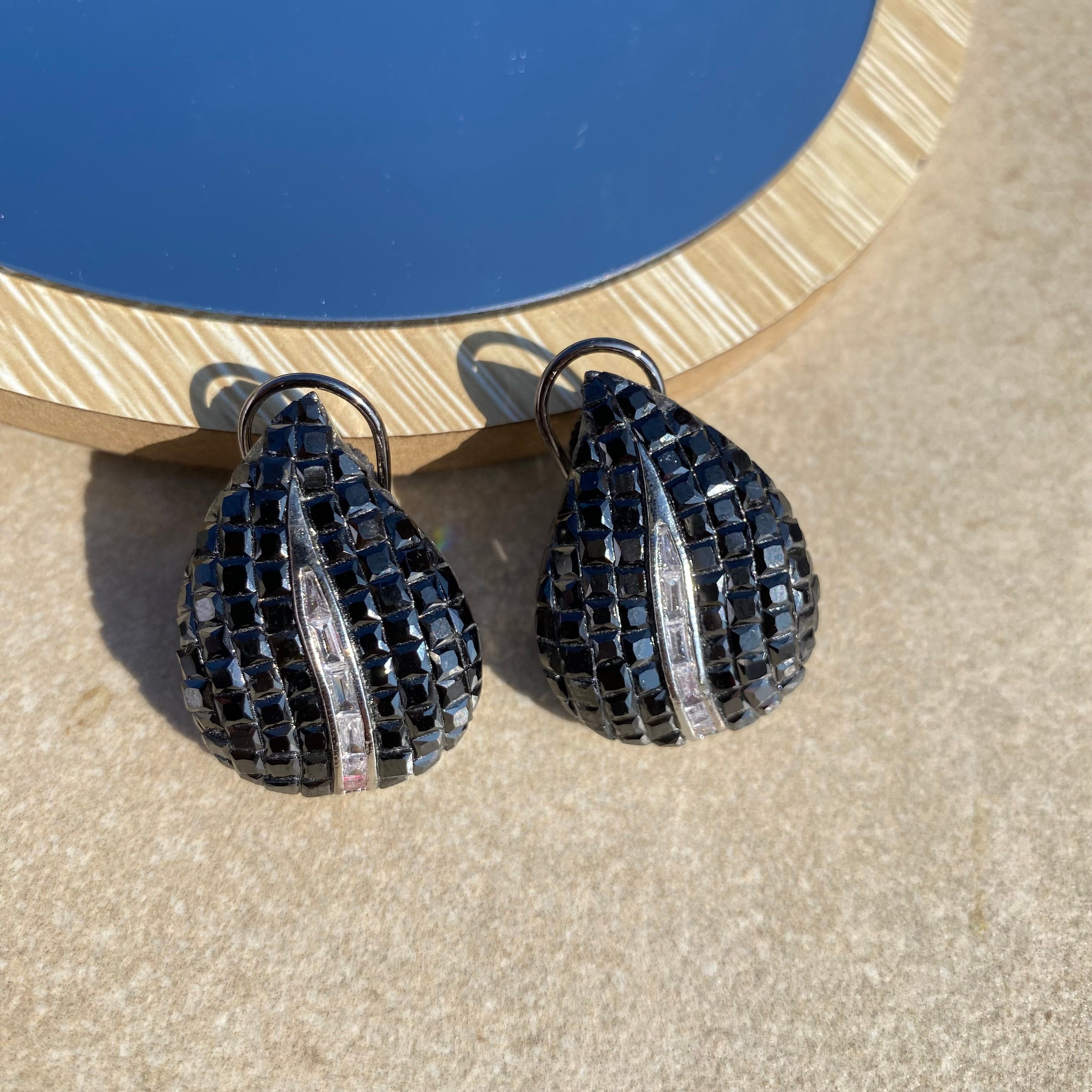 Invisible Setting Black Diamond Earrings American Diamond - Etsy