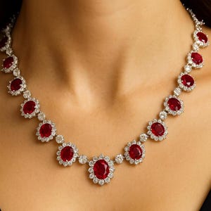 Ruby Necklace Princess Diana LUXURY Red Diamond Necklace Red Sapphire Diamond Necklace CZ Ruby Stone Jewelry American Diamond WEDDING Gift