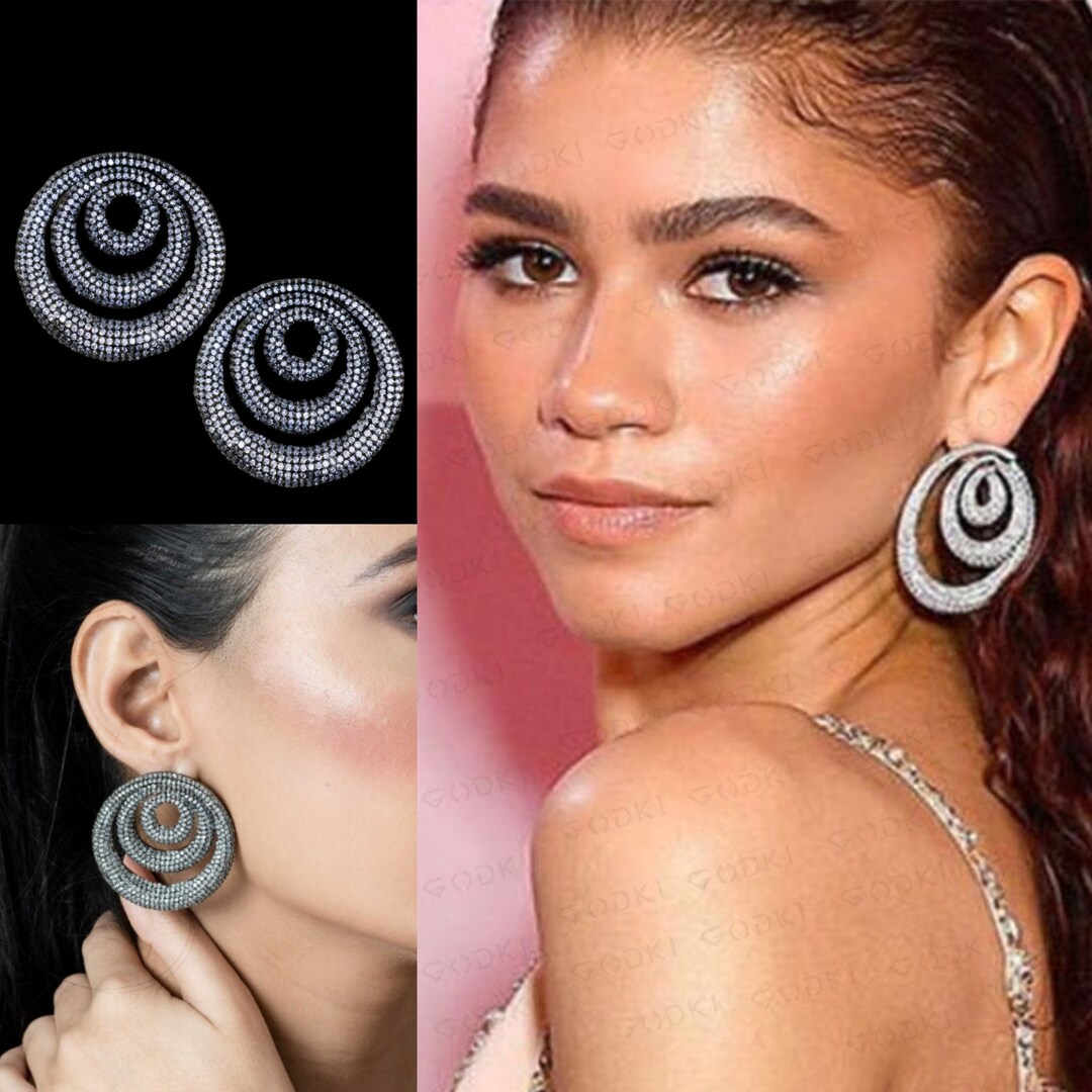 Zendaya Inspired Black Statement Earrings Big Studs Earrings Etsy