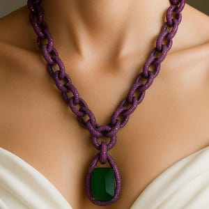 Emerald Doublet Ruby Diamond Necklace PREMIUM Green Pink Sapphire Statement Necklace LUXURY American Diamond Ruby Set Designer WEDDING Gift