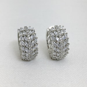 Moissanite Huggies Diamond Hoop Earrings LUXURY Everyday Wide Hoops Cubic Zirconia PREMIUM Quality Small CZ Moissanite Diamond Huggies Gift