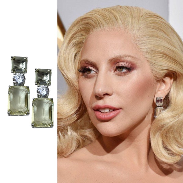 Lady Gaga Jewelry Yellow Diamond Earrings Statement Earrings Celebrity Jewelry Canary Earrings Yellow Sapphire Earrings Hollywood Jewelry CZ