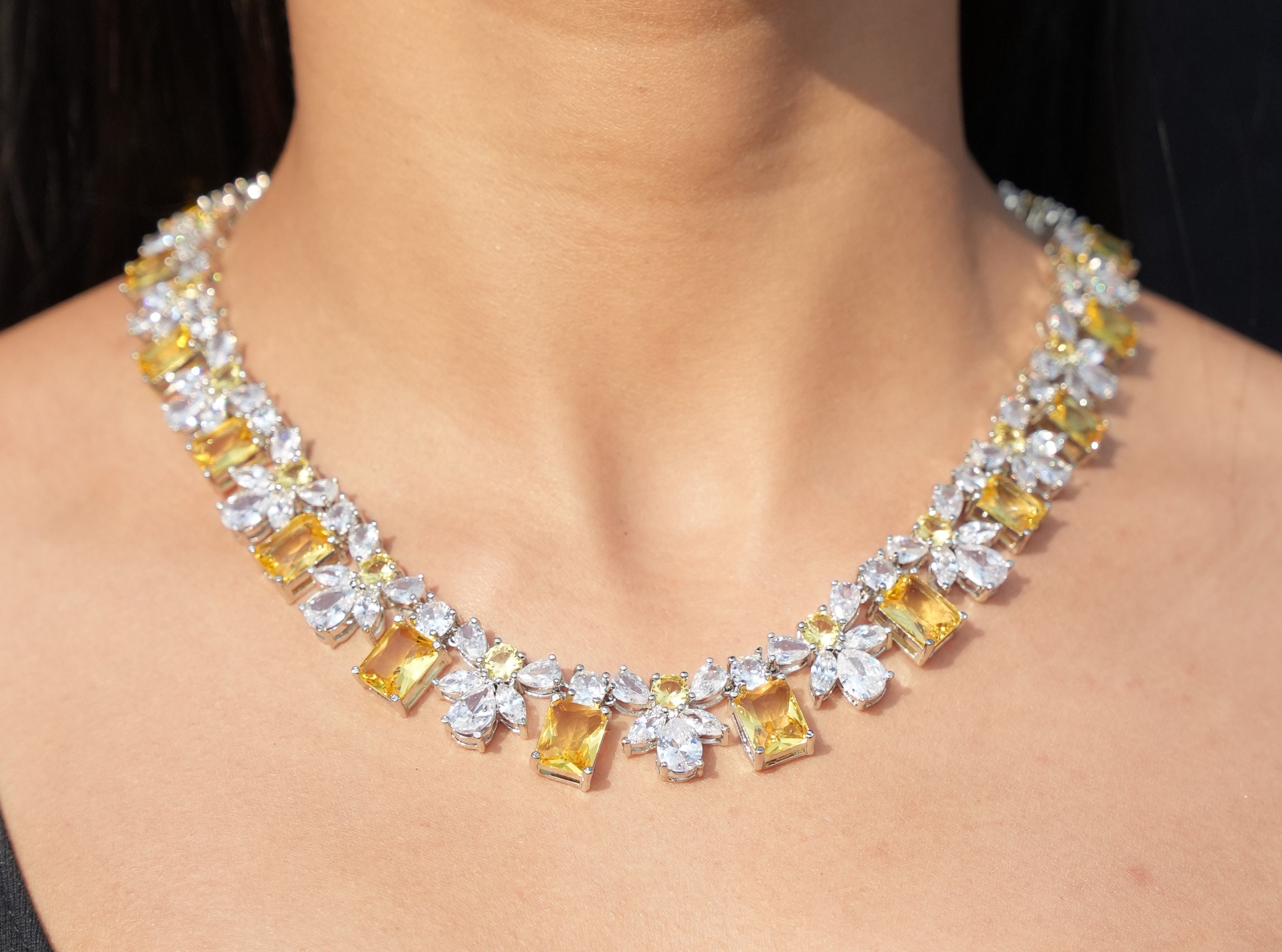 Yellow Diamond Necklace LUXURY Cubic Zirconia FANCY Yellow Yellow Diamond Necklace LUXURY Cubic Zirconia FANCY Yellow