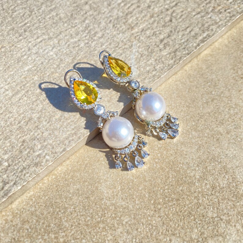 Gelbe Diamant Ohrring Tropfen Kanarische Perle Diamant Ohrring Fancy ...