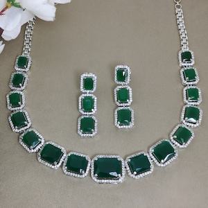 Bridal Wedding Set	Diamond Choker	SapphireArtTreasure	Green Cubic zirconia	Emerald Jewelry Set	Green Diamond	Emerald Green	Harry Winston	Statement Necklace	Zircon Necklac India	Emerald Faux	Emerald Necklace	Emerald Choker