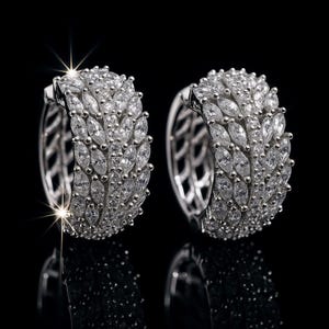 Moissanite Huggies Diamond Hoop Earrings LUXURY Everyday Wide Hoops Cubic Zirconia DESIGNER Chunky Small CZ Moissanite Diamond Huggies Gift