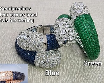 Invisible Set Sapphire Diamond Bracelet Blue American Diamond Sapphire Bridal Wedding Bracelet Invisible Setting Jewelry Sapphire Bracelet