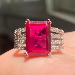 big oversized ring, red ruby ring, ruby diamond ring, red sapphire ring, ruby red diamond, large ruby ring, cocktail diamond, ruby statement ring, american diamond, huge red diamond ring, harry winston dupes, statement ring, big stone ring,