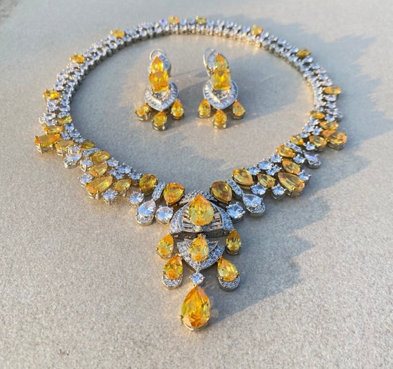 Yellow Sapphire and Diamond Sunburst Necklace | Braverman Jewelry