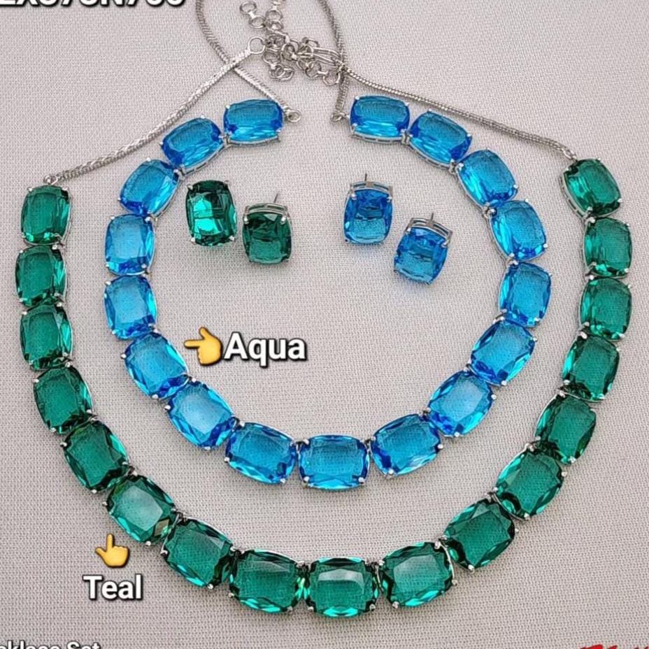 Aquamarine Necklace LUXURY Aqua Blue Diamond Statement Choker Blue Bride Aquamarine Diamond Necklace Blue Cz Jewelry Set Zircon WEDDING Gift