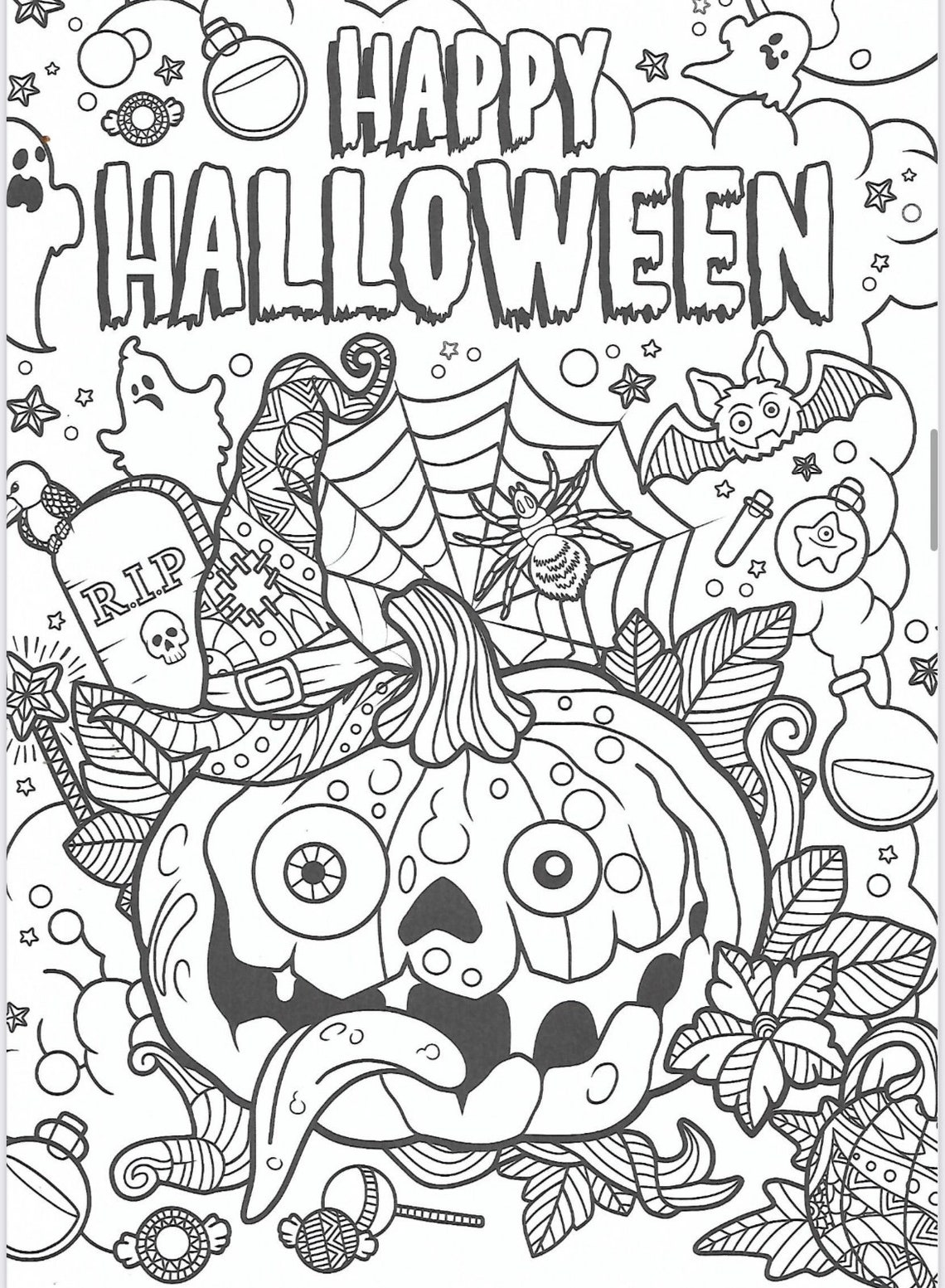 20 X Halloween Printable Colouring Sheets, Instant Download, Halloween