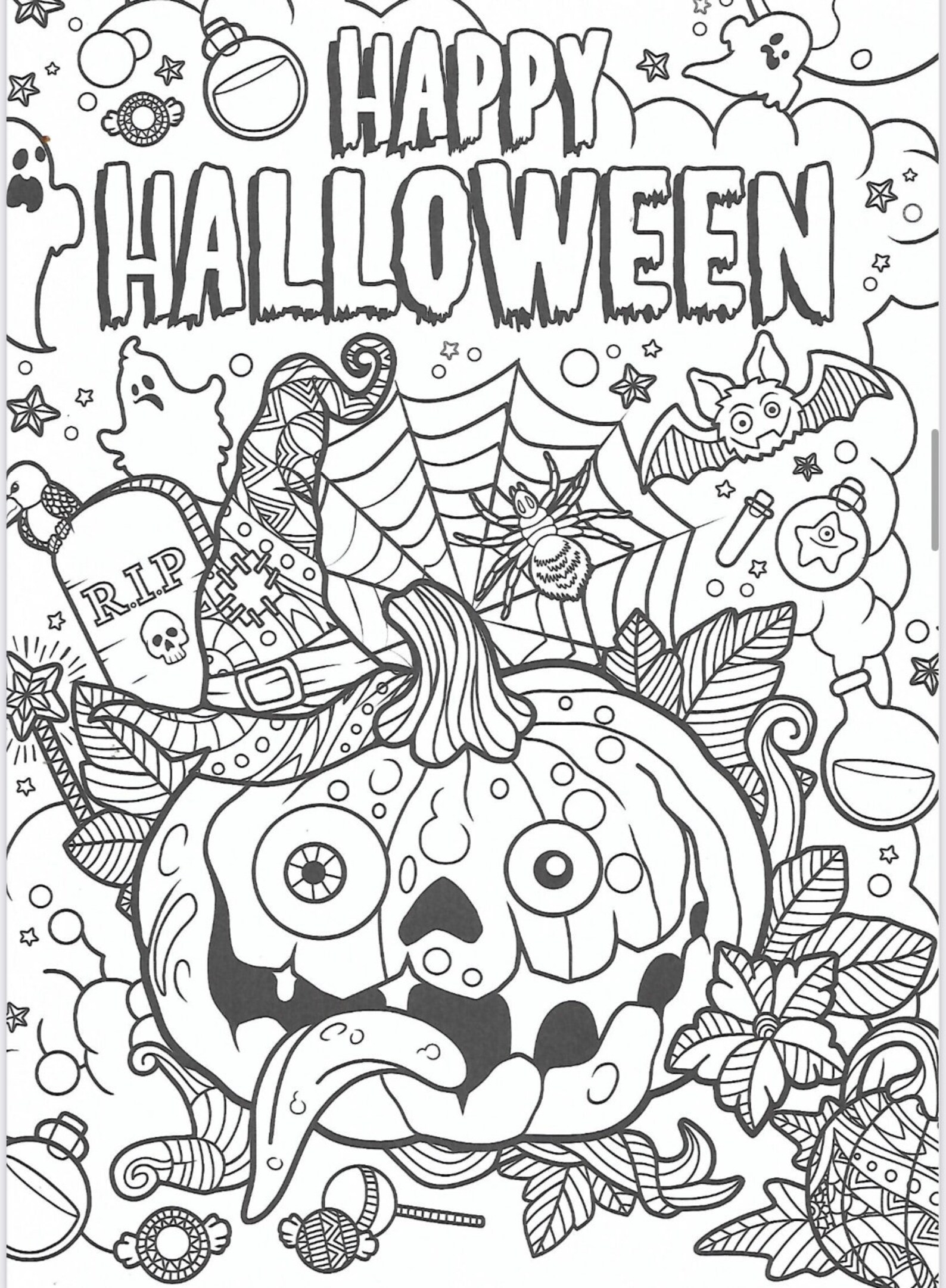 20 X Halloween Printable Colouring Sheets, Instant Download, Halloween ...