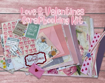 Love & Valentine Memories | Scrapbooking, Memory Keeper, Junk Journal Kit 50+ Pieces|