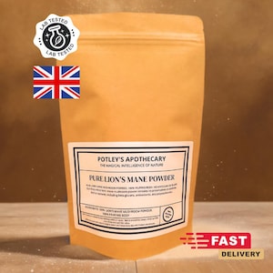 Organic Pure Lion&#39;s Mane Mushroom Powder, Hericium Erinaceus, 100% Fruiting Body Pure Powder. Brain, Focus, Cognition. Premium. Lab Tested