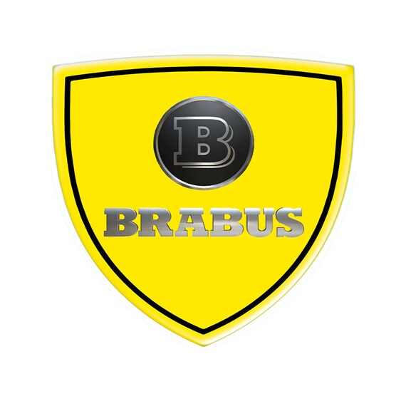 Brabus Yellow Shield All Sizes Domed Emblem Silicone Sticker Car Interior,  Phone, Laptop, Glass, Mirror, Door, Iphone, Bumper, Case 