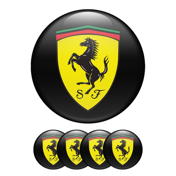 Emblema Ferrari Set di 4 adesivi in silicone a cupola di tutte le  dimensioni Logo stampa 3D per coprimozzo centrale, computer portatile,  interni auto, portiera, specchietto -  Italia